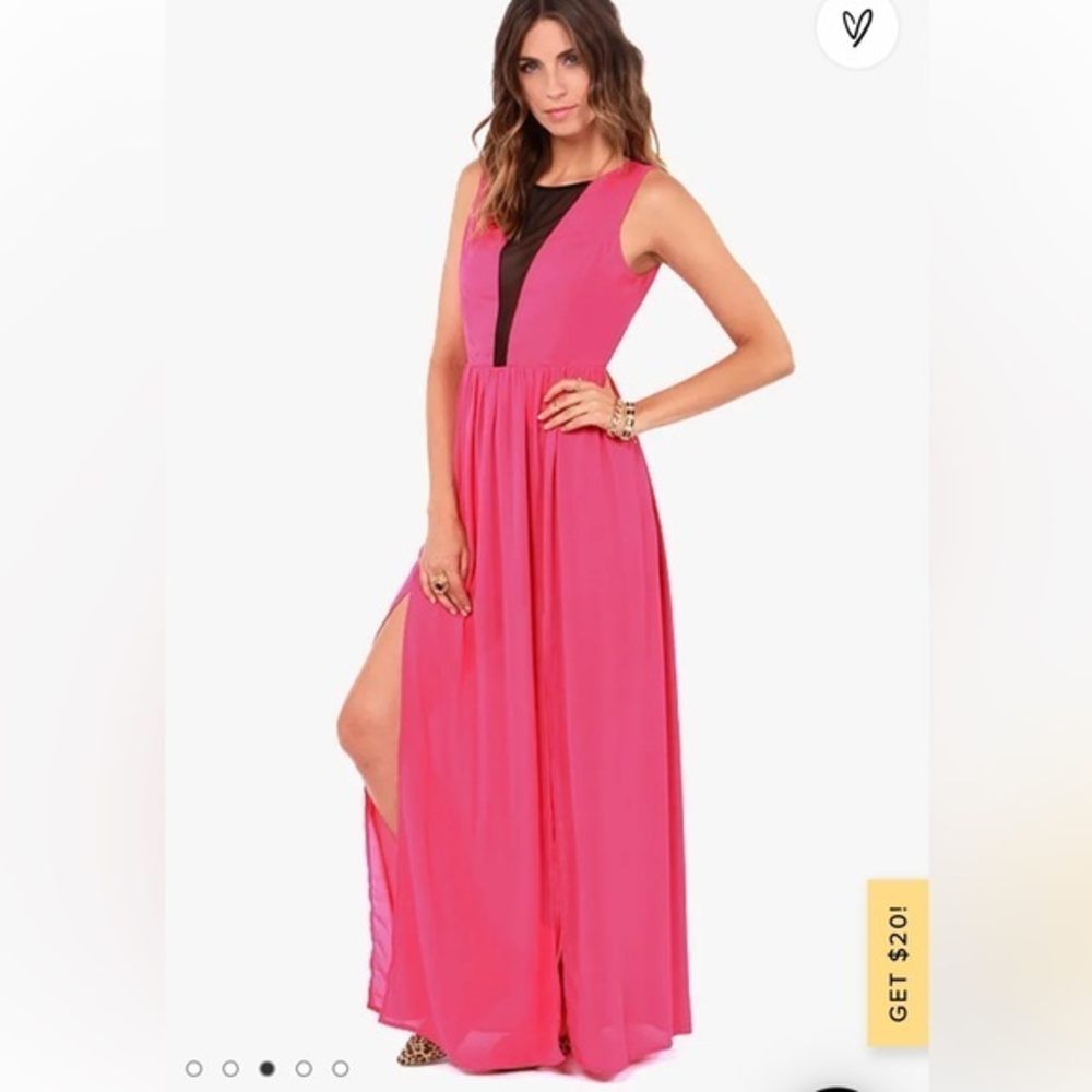 Lulus‎ Pull the Plunge Barbie pink Maxi Dress size small